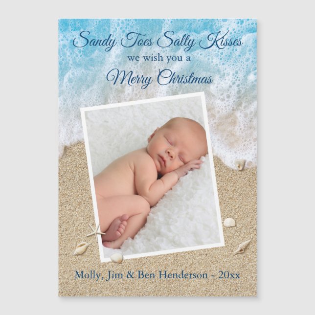 Blue Sandy Toes Salty Kisses Merry Xmas Magnet (Vorderseite)