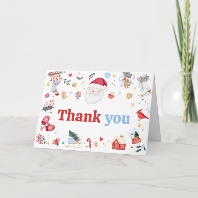 Blue Santa Baby Baby Baby Dusche Dankeskarte (Vorderseite)