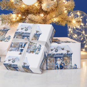 Blue Santa Claus Geschenkpapier