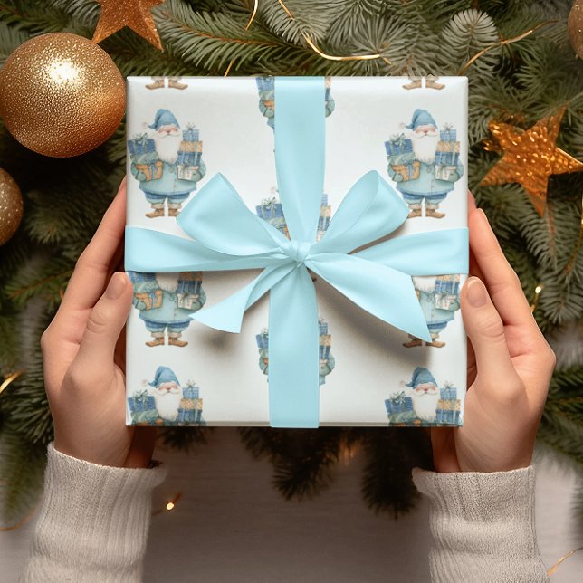 Blue Santa Claus Weihnachtswrapping Paper Geschenkpapier (Von Creator hochgeladen)