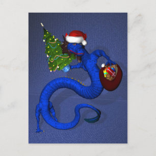 Blue Santa Dragon Feiertagspostkarte