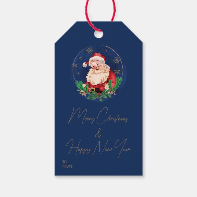 Blue Santa Elegante Classic Retro Geschenkanhänger (Vorderseite)