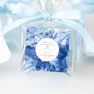 Blue Saphire Gemstone Illusion Wedding Quadratischer Aufkleber