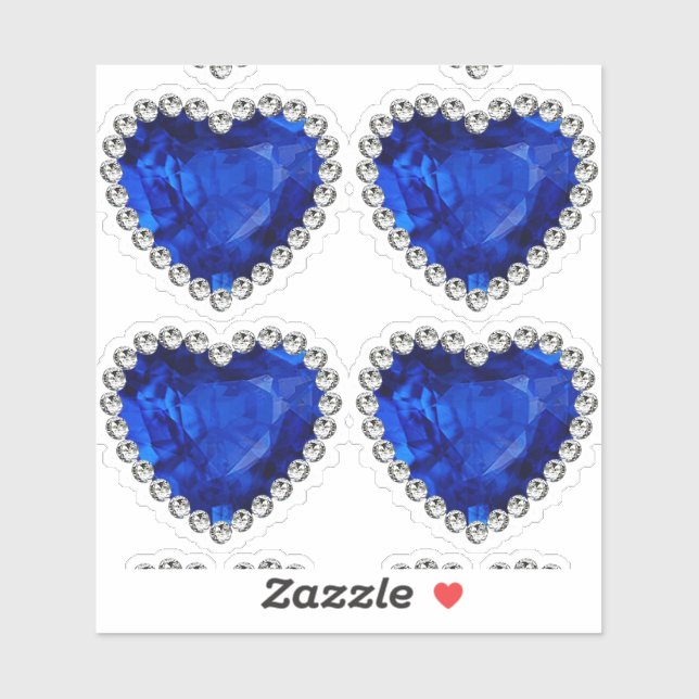 Blue Sapphire Diamond Jubiläum Herz Aufkleber (Blatt)