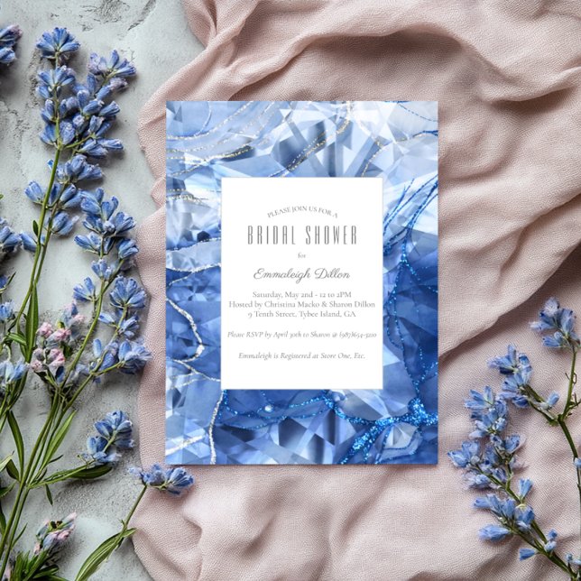 Blue Sapphire Gemstone Cut Brautparty Einladung (Von Creator hochgeladen)