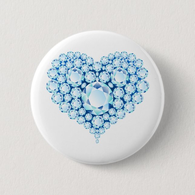 Blue Sapphire Heart Gems Button (Vorderseite)