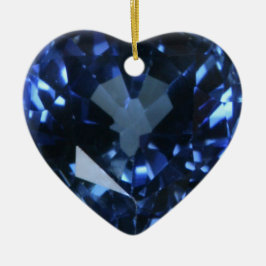 Blue Sapphire Heart Keramikornament