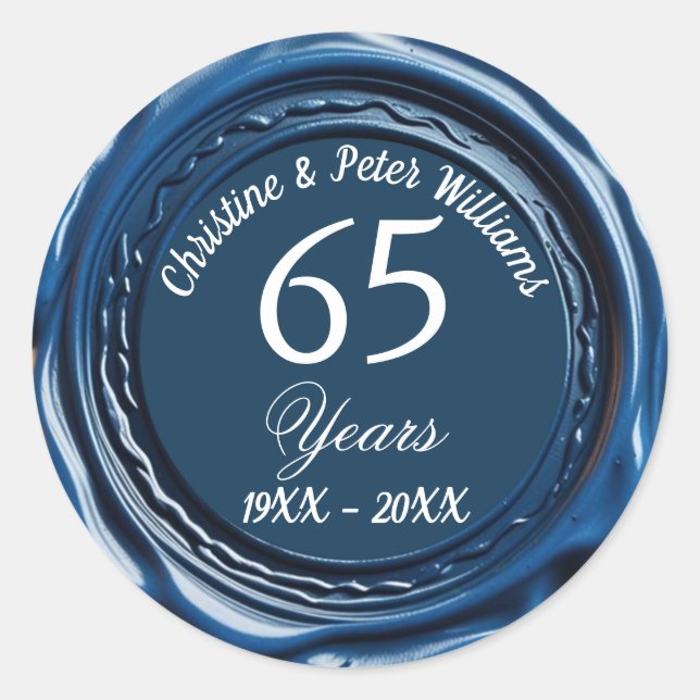 Blue Sapphire Wedding Blue Wax Siegel Sticker (Vorderseite)