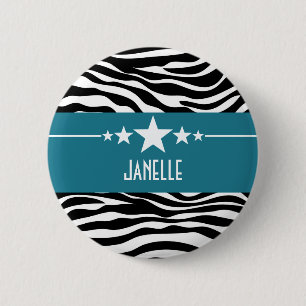 Blue Sassy Star Zebra Button