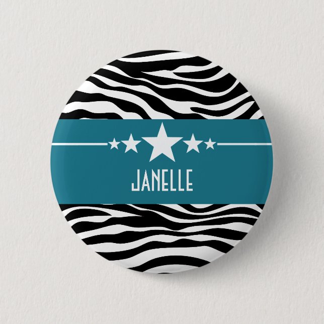 Blue Sassy Star Zebra Button (Vorderseite)