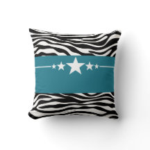 Blue Sassy Star Zebra Coussin