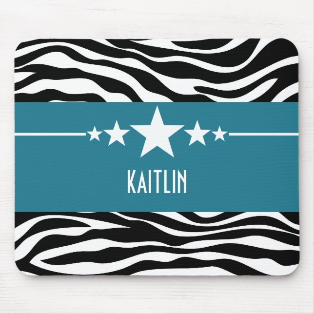 Blue Sassy Star Zebra Mousepad (Vorne)
