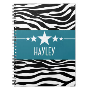 Blue Sassy Star Zebra Notebook Notizblock