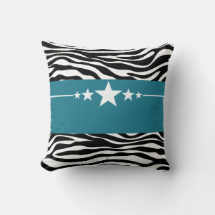 Blue Sassy Star Zebra Pillow Kissen