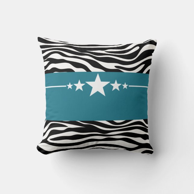 Blue Sassy Star Zebra Pillow Kissen (Vorderseite)