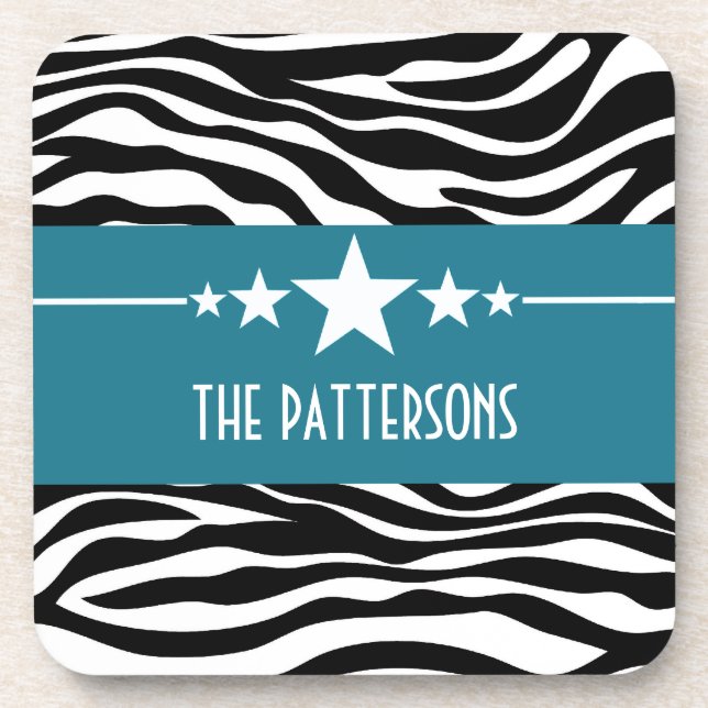 Blue Sassy Star Zebra Untersetzer Set (Vorderseite)
