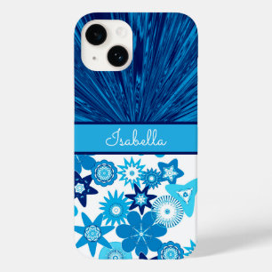 Blue Satin in Blume Monogramm Case-Mate iPhone 14 Hülle