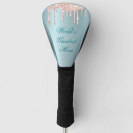 Blue Satin und Pink Glitzer Tropfen Beste Mama Golf Headcover