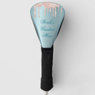 Blue Satin und Pink Glitzer Tropfen Beste Mama Golf Headcover