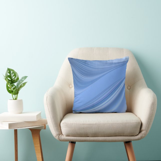 Blue Satin Waves Pillow Kissen (Stuhl )