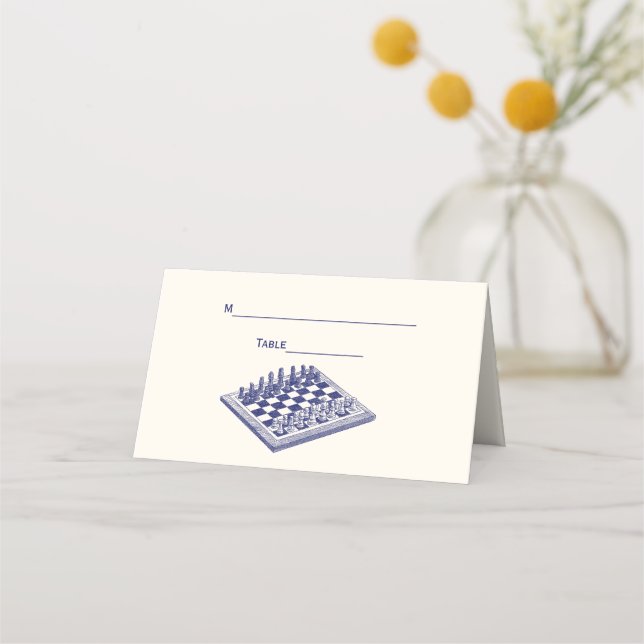 Blue Schach Set Schachbrett Place Escort Card Elfe Platzkarte (Rückseite)