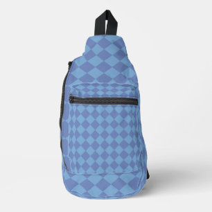 Blue Schachbrett Diamond Pattern Crossbody Bag