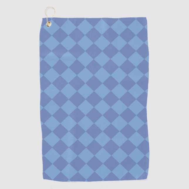 Blue Schachbrett Diamond Pattern Golfhandtuch (Vorderseite)