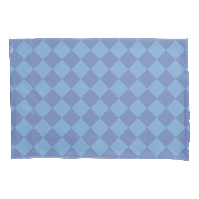 Blue Schachbrett Diamond Pattern Kissenbezug (Vorderseite-Links)