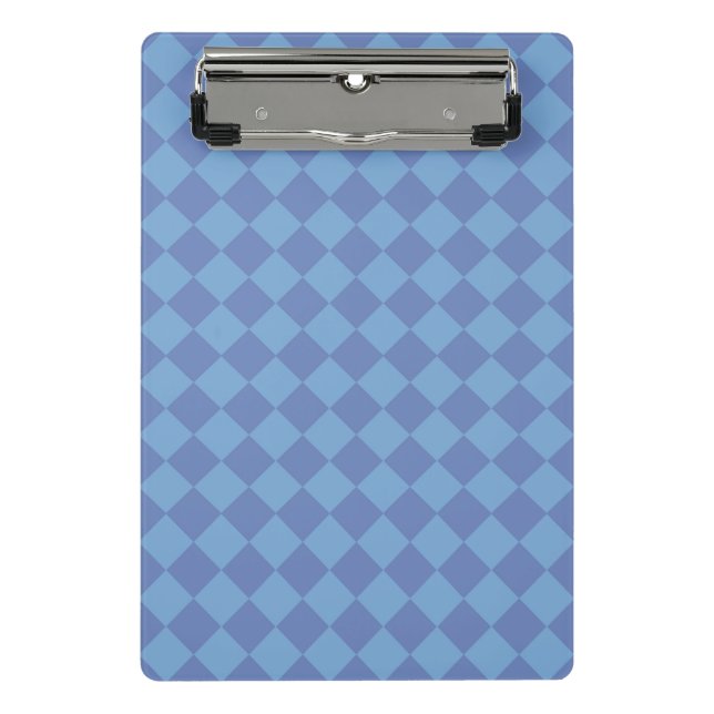 Blue Schachbrett Diamond Pattern Mini Klemmbrett (Vorderseite)