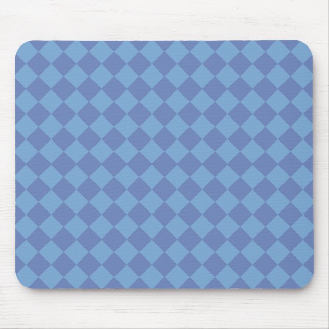 Blue Schachbrett Diamond Pattern Mousepad (Vorne)