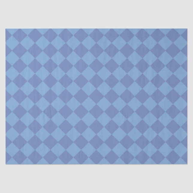 Blue Schachbrett Diamond Pattern Seidenpapier (Vorderseite)