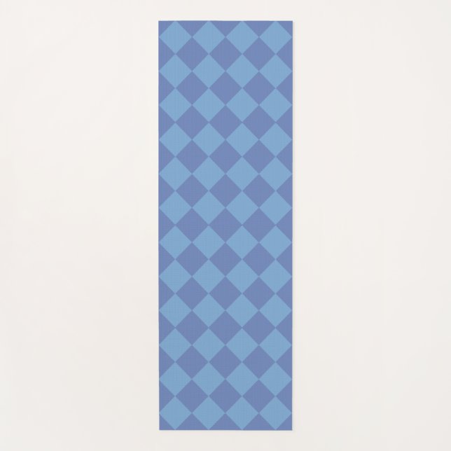 Blue Schachbrett Diamond Pattern Yogamatte (Vorderseite)