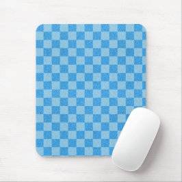 Blue Schachbrett Glitzer Mousepad