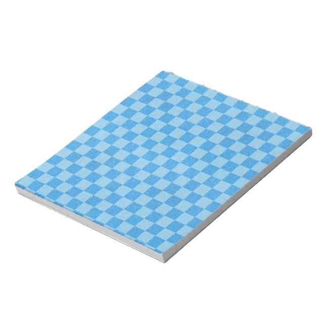 Blue Schachbrett Glitzer Notizblock (Rotiert)