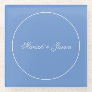 Blue Schlicht Elegant Minimalistisch Names Calligr Glasuntersetzer