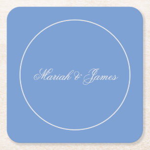 Blue Schlicht Elegant Minimalistisch Names Calligr Rechteckiger Pappuntersetzer