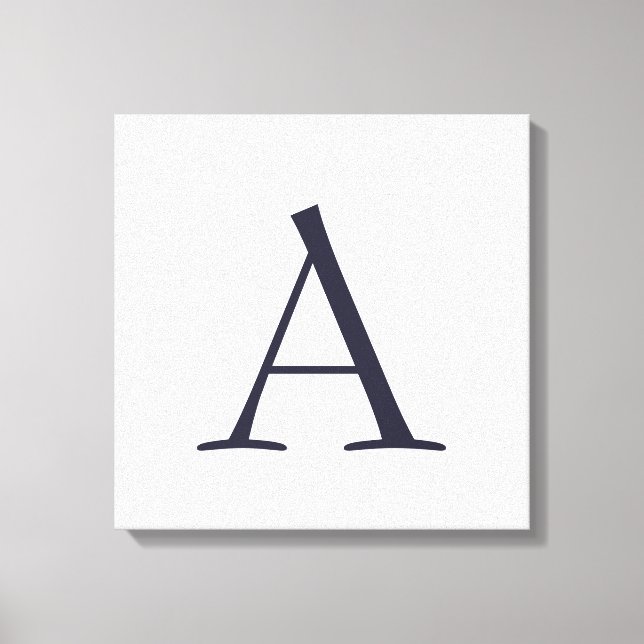 Blue Schlicht Elegant Modern Monogram Initial Leinwanddruck (Vorderseite)