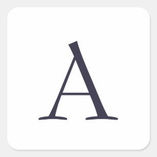 Blue Schlicht Elegant Modern Monogram Initial Quadratischer Aufkleber