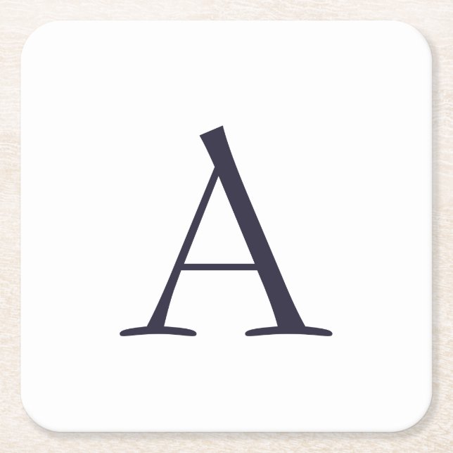 Blue Schlicht Elegant Modern Monogram Initial Rechteckiger Pappuntersetzer (Vorderseite)