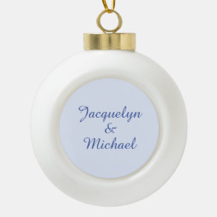 Blue Schlicht Elegante Moderne Kalligraphie Name Keramik Kugel-Ornament
