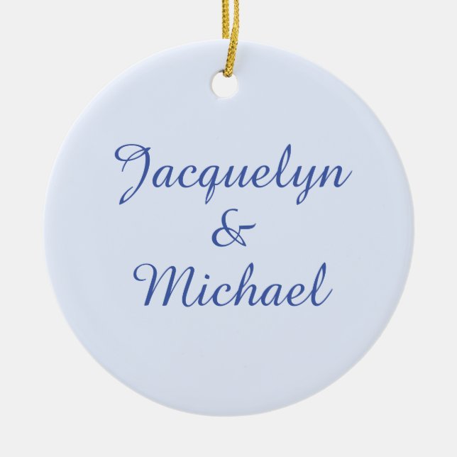 Blue Schlicht Elegante Moderne Kalligraphie Name Keramik Ornament (Vorne)