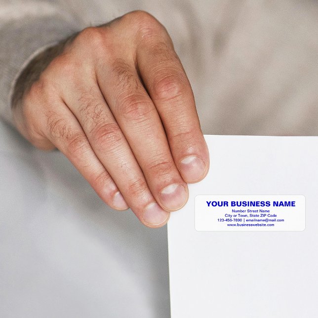 Blue Schlicht Text Business Brand on Rücksendeadre (Return address label with your business brand in blue plain text)