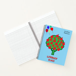 Blue School Class Subject Apfelbaum Name Notizbuch