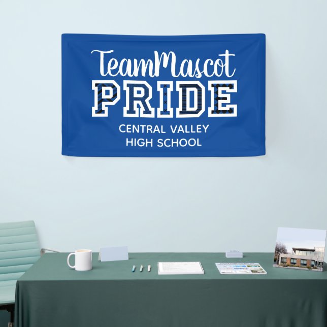 Blue School Pride Mascot Name Banner (Messeveranstaltung)