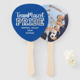Blue School Pride Mascot Name Hand Fan Fächer