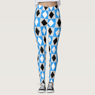 Blue Schwarz-weiß Geometric Rhombus Diamond Leggings