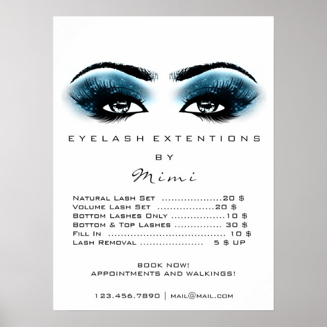 Blue Schwarz-weiß Makeup Eyes Lashes Preise Poster (Vorne)