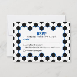 Blue Schwarz-weiß Soccer Ball Bar Mitzvah RSVP Karte
