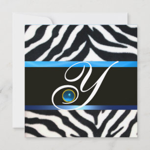 BLUE SCHWARZ-WEISS ZEBRA FUR MONOGRAM, Saphir Einladung