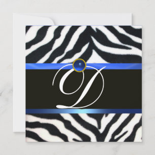 BLUE SCHWARZ-WEISS ZEBRA FUR MONOGRAM, Saphir Einladung